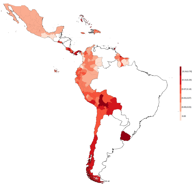 Map showing COVID-19 survey coverage across Latin America and the Caribbean